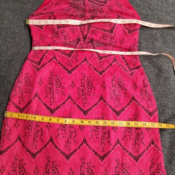 Free People Nothing Like This Hot Pink Lace Overlay Mini Dress Size 10 - Picture 14 of 14